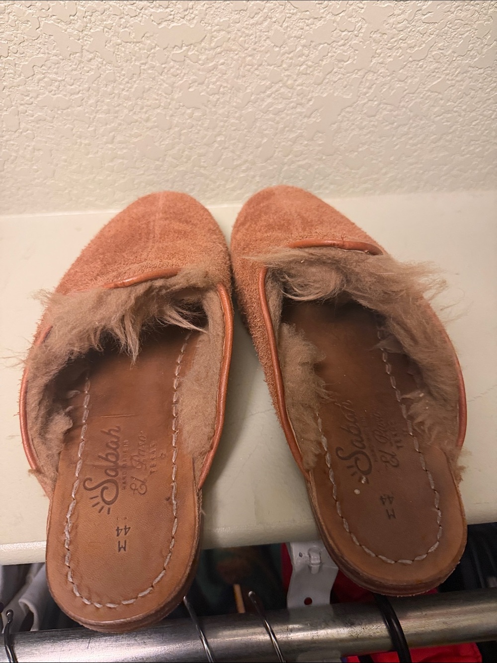 Sabah Peach Suede Fur-Lined Slip-On Loafers